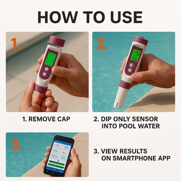 Skanto | Digital Pool Tester – pH and Chlorine Meter for Easy pH Measurement in Pool Water