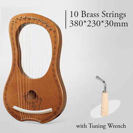 BowLift | 16 Brass String Mahogany Lyre Harp with Tone Wrench for Children, Teenager & Adults