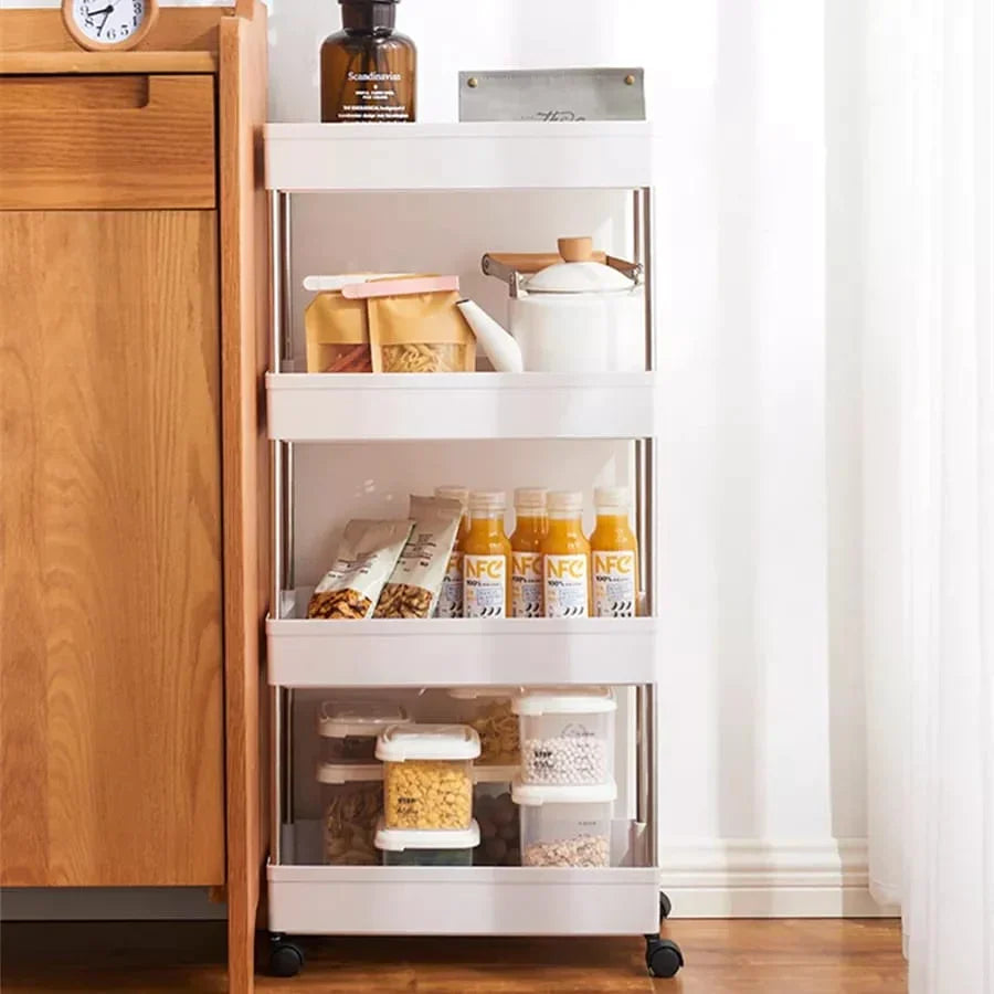 4-Tier Slim Storage Cart Kitchen Bathroom Mobile Shelf with Wheels Skanto