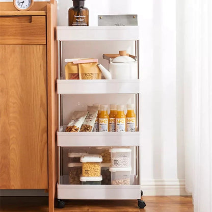 4-Tier Slim Storage Cart Kitchen Bathroom Mobile Shelf with Wheels Skanto