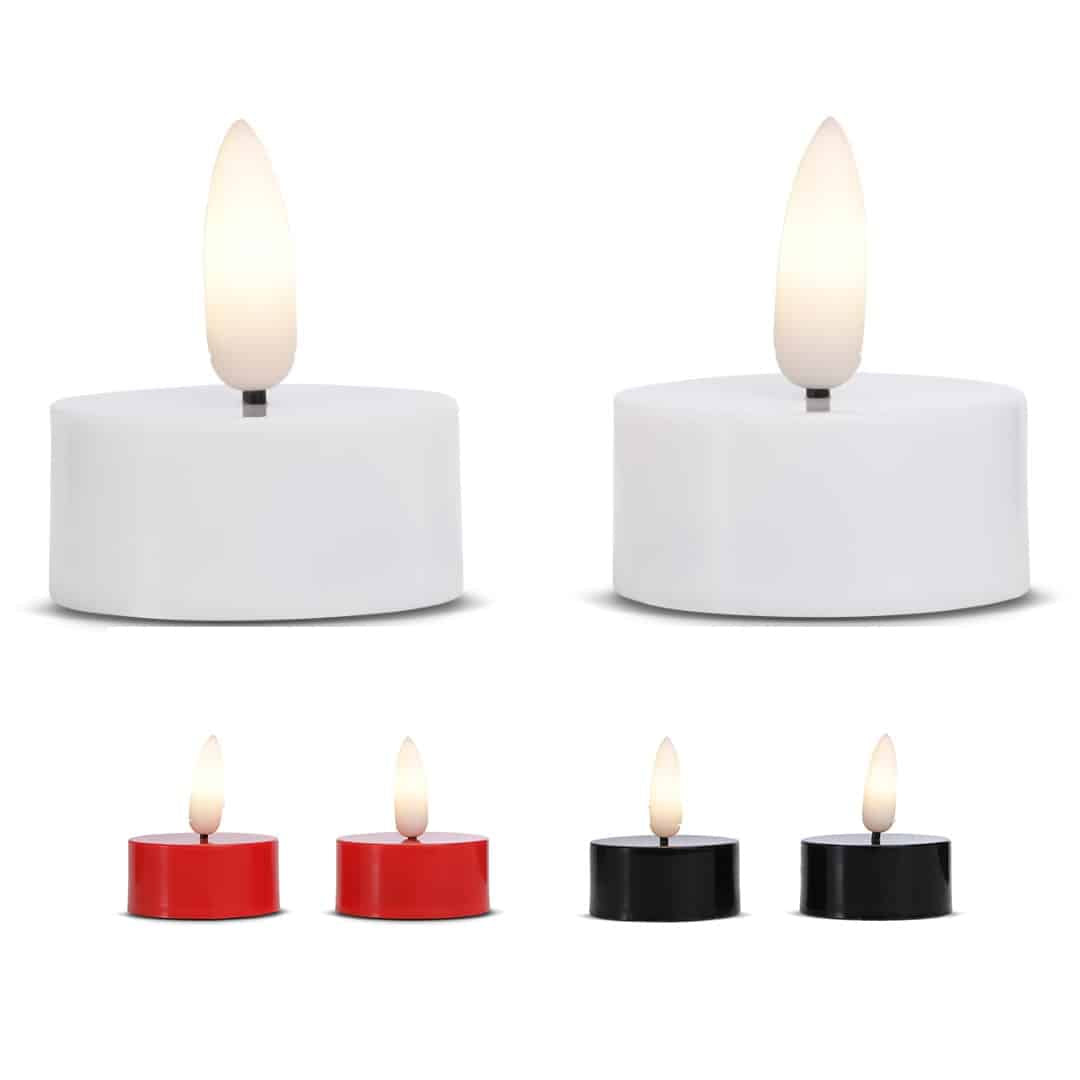 LED Tea Light made of plastic with realistic moving flame 3.8x2cm (2 pcs.) | Kalsten