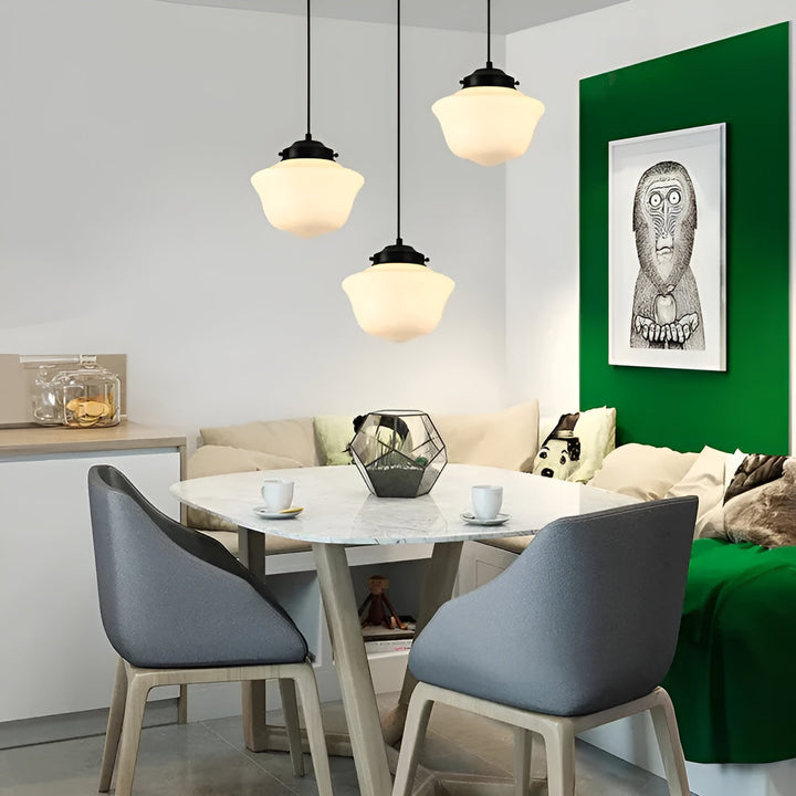 Hanging lamp made of milk glass – Vintage design with geometric glass | Kalsten
