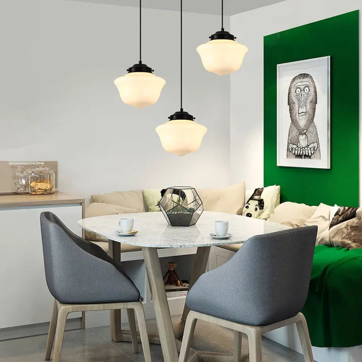 Vintage Geometric Hanging Lamp made of Matte Glass – Retro Pendant Light for Dining Room | Kalsten