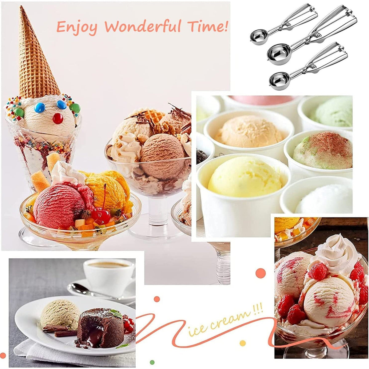 BowLift | 3-Piece Set: Stainless Steel Cookie Scooper with Trigger