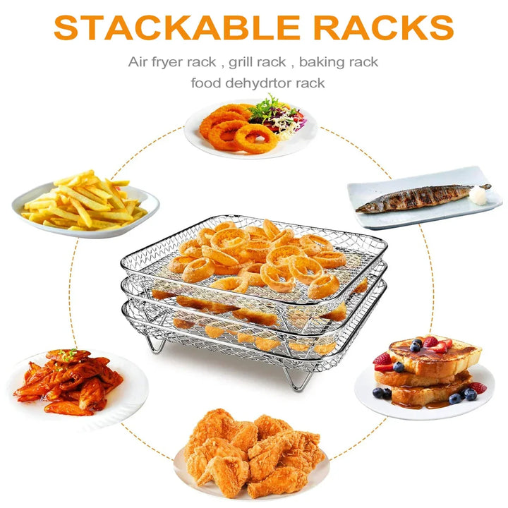 3-Tier Stainless Steel Air Fryer Rack Universal Stackable Accessory | Kalsten