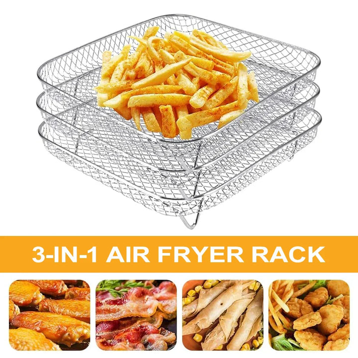 3-Tier Stainless Steel Air Fryer Rack Universal Stackable Accessory | Kalsten