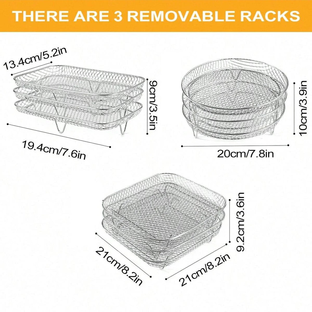 3-Tier Stainless Steel Air Fryer Rack Universal Stackable Accessory | Kalsten