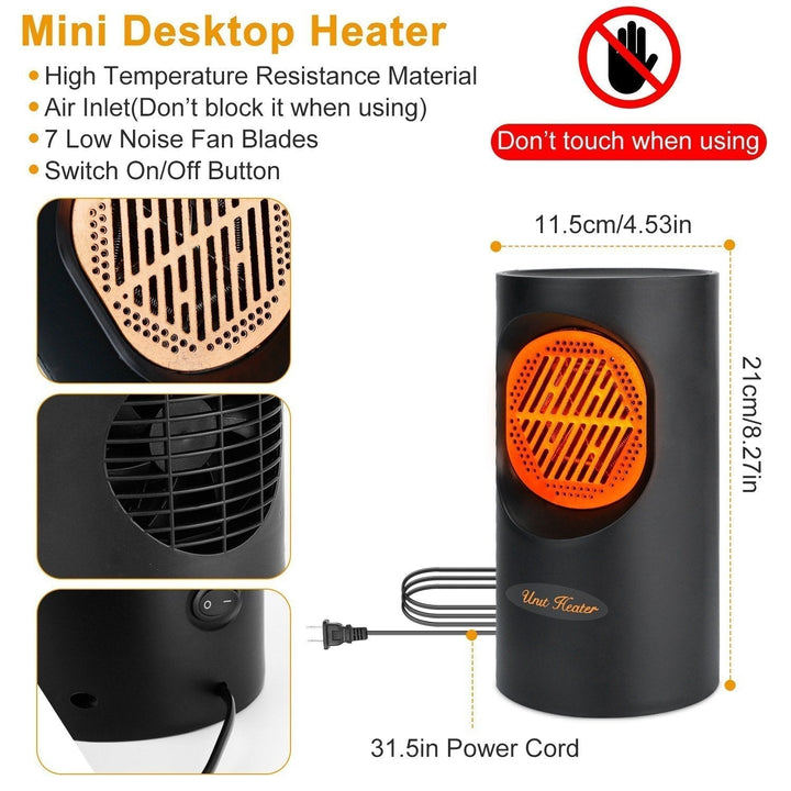 Kalsten | 300W Portable Electric Mini Heater | Spiral Heating Element, 7 Fan Blades | Quiet Operation