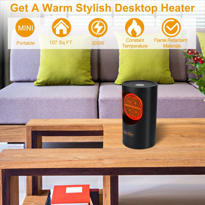 Kalsten | 300W Portable Electric Mini Heater | Spiral Heating Element, 7 Fan Blades | Quiet Operation