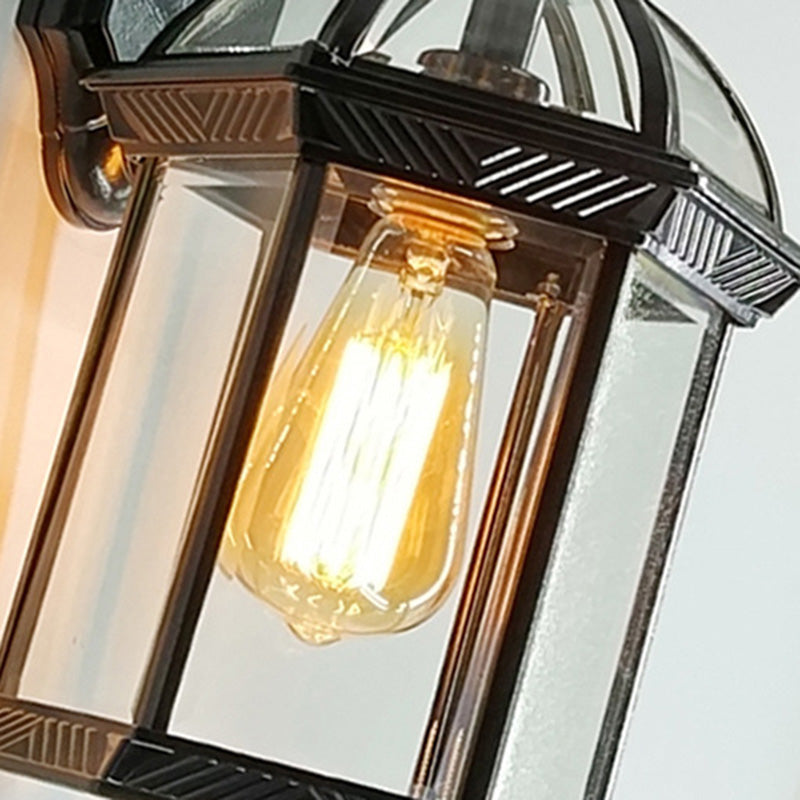Traditional European Waterproof Aluminum Glass Hexagonal Prism 1-Light Wall Sconce Lamp For Garden | Kalsten