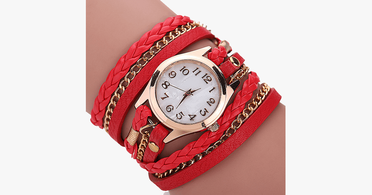 Quartz watch with a golden dial and a striking bracelet – designed to enhance your casual look