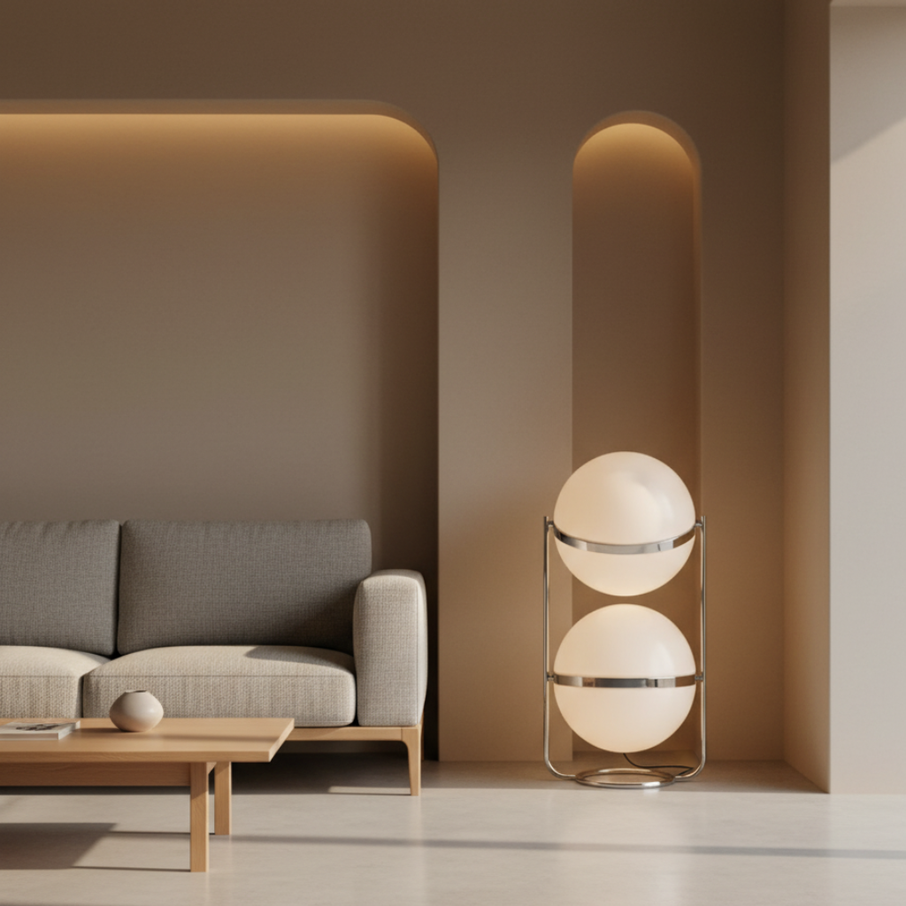 Orbis Luna Chrome-Frame Floor Lamp
