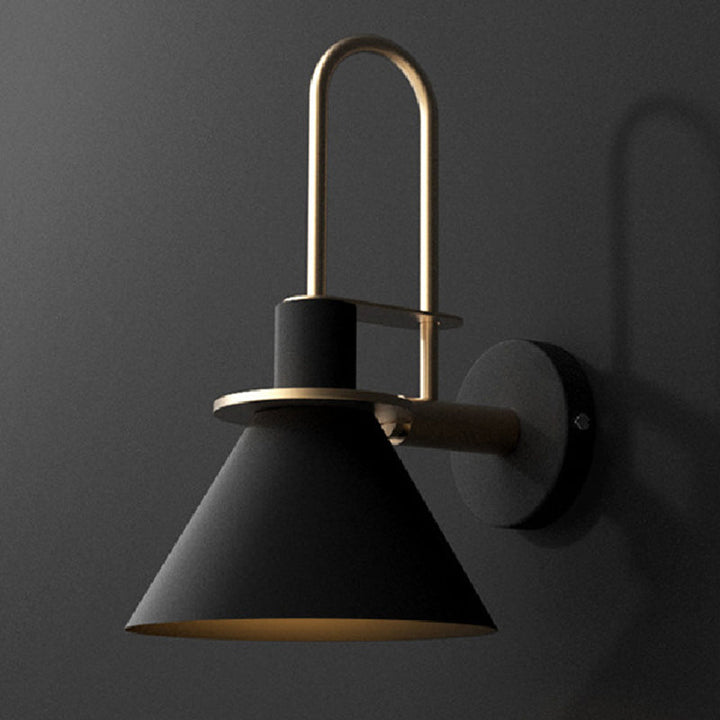 1 Light Bedside Wall Mounted Light Simple Black/White/Green Sconce Lamp with Conical Metal Shade | Kalsten