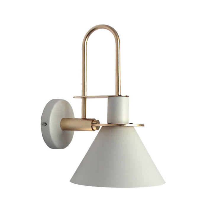 1 Light Bedside Wall Mounted Light Simple Black/White/Green Sconce Lamp with Conical Metal Shade | Kalsten