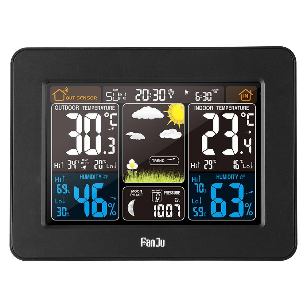 FanJu FJ3365 Weather Control Rectangular Color Display Smart Clock