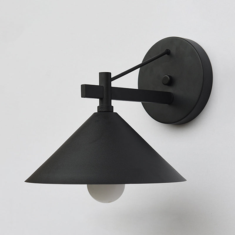 Metal Cone Wall Hanging Light Vintage 1 Light Outdoor Sconce Lighting Fixture in Black/Antique Brass/Aged Silver | Kalsten