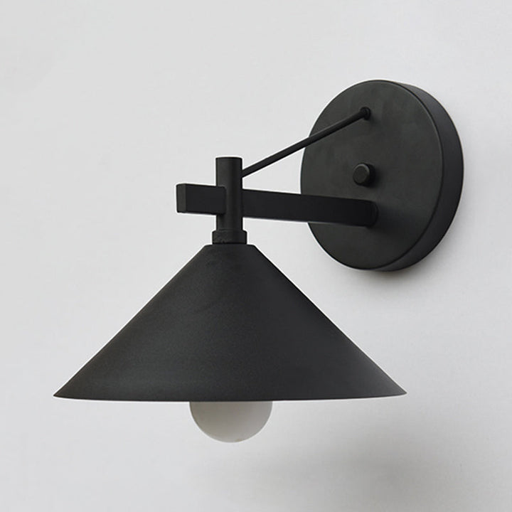 Metal Cone Wall Hanging Light Vintage 1 Light Outdoor Sconce Lighting Fixture in Black/Antique Brass/Aged Silver | Kalsten