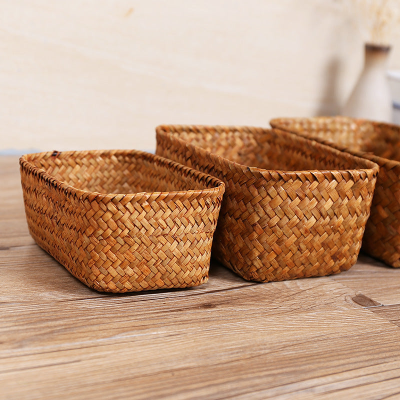 Unisex Rectangular Storage Basket made of Natural Material Kalsten
