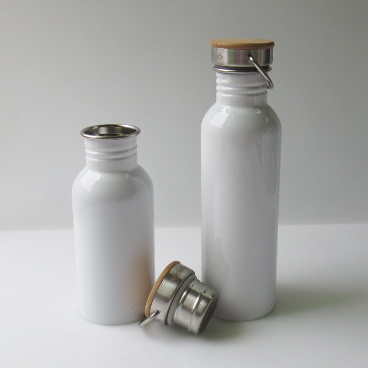 Ladies Elegant Stainless Steel Drinking Bottle with Sustainable Wood Cap Kalsten