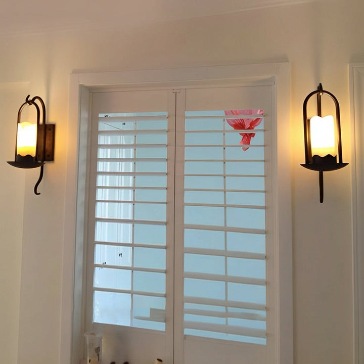 LED Wall Sconce Light – Modern Candlestick Iron Marble Texture (50x18cm / 20x7in) | Kalsten