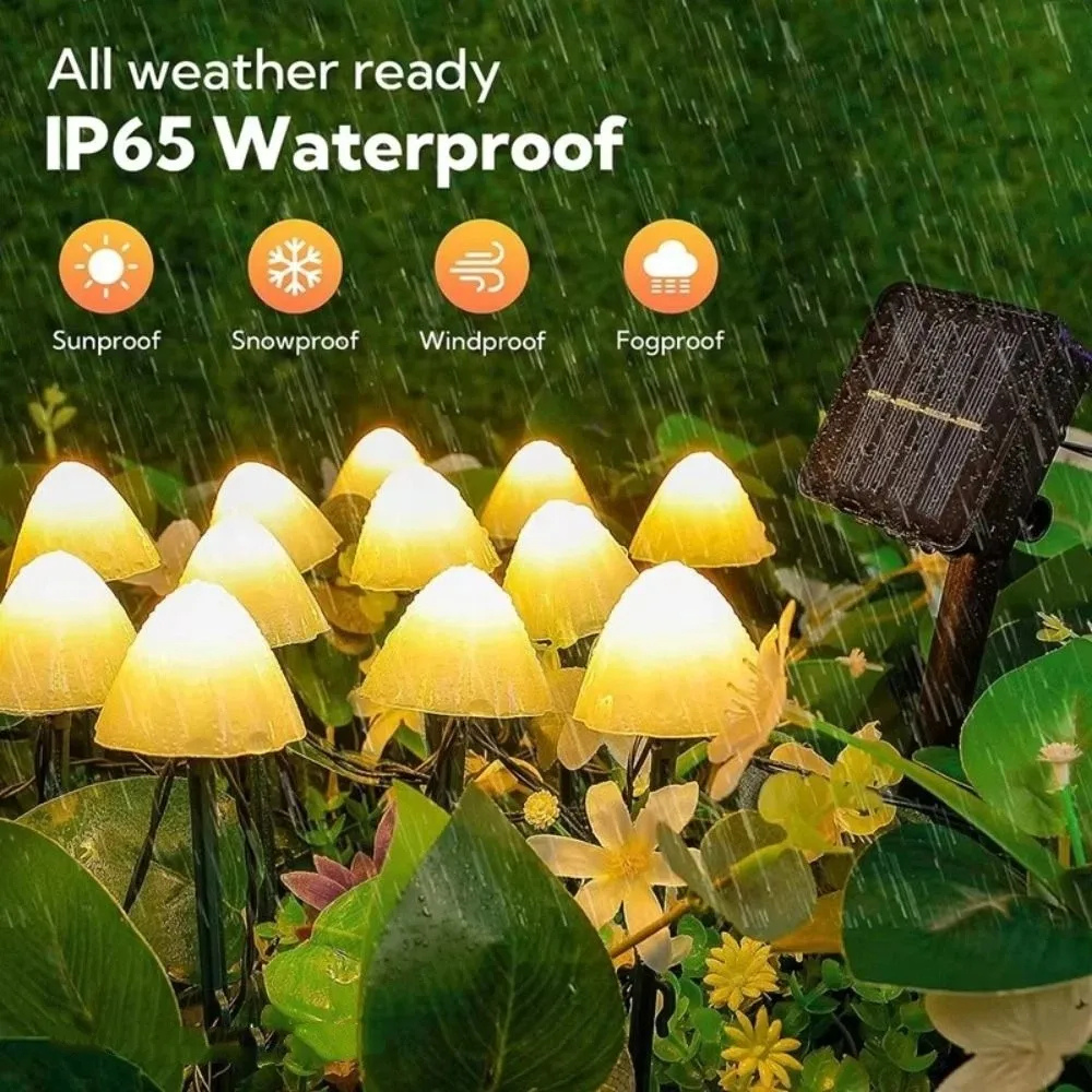 MushroomGlow Solar String Lights