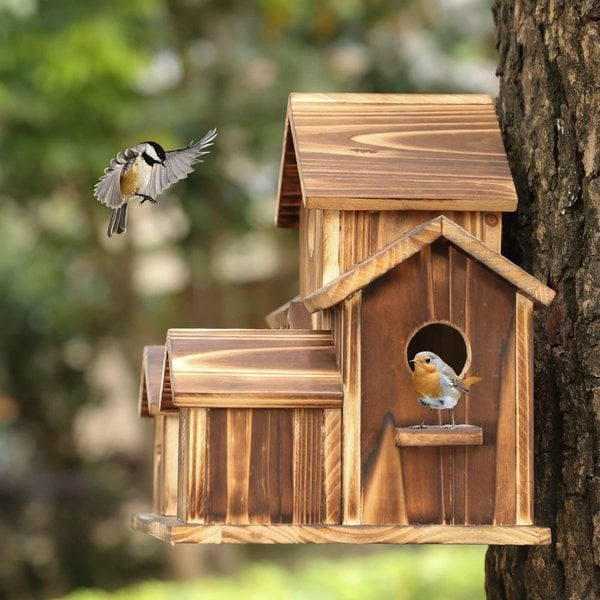 Handmade Wooden Birdhouse – 6 Holes