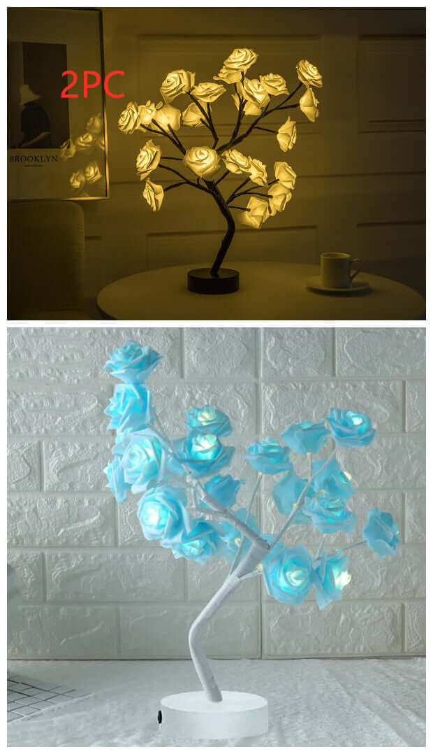 Rose Flower Lamp USB Battery Operated LED Table Lamp Bonsai Tree Night Lights Garland Bedroom Decoration Lights Home Decor | Kalsten