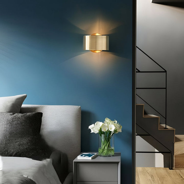 Nordic Wall Sconce Circular Up Down Iron Gold E27 15cm / 6in Minimalist Bedside Light | Kalsten