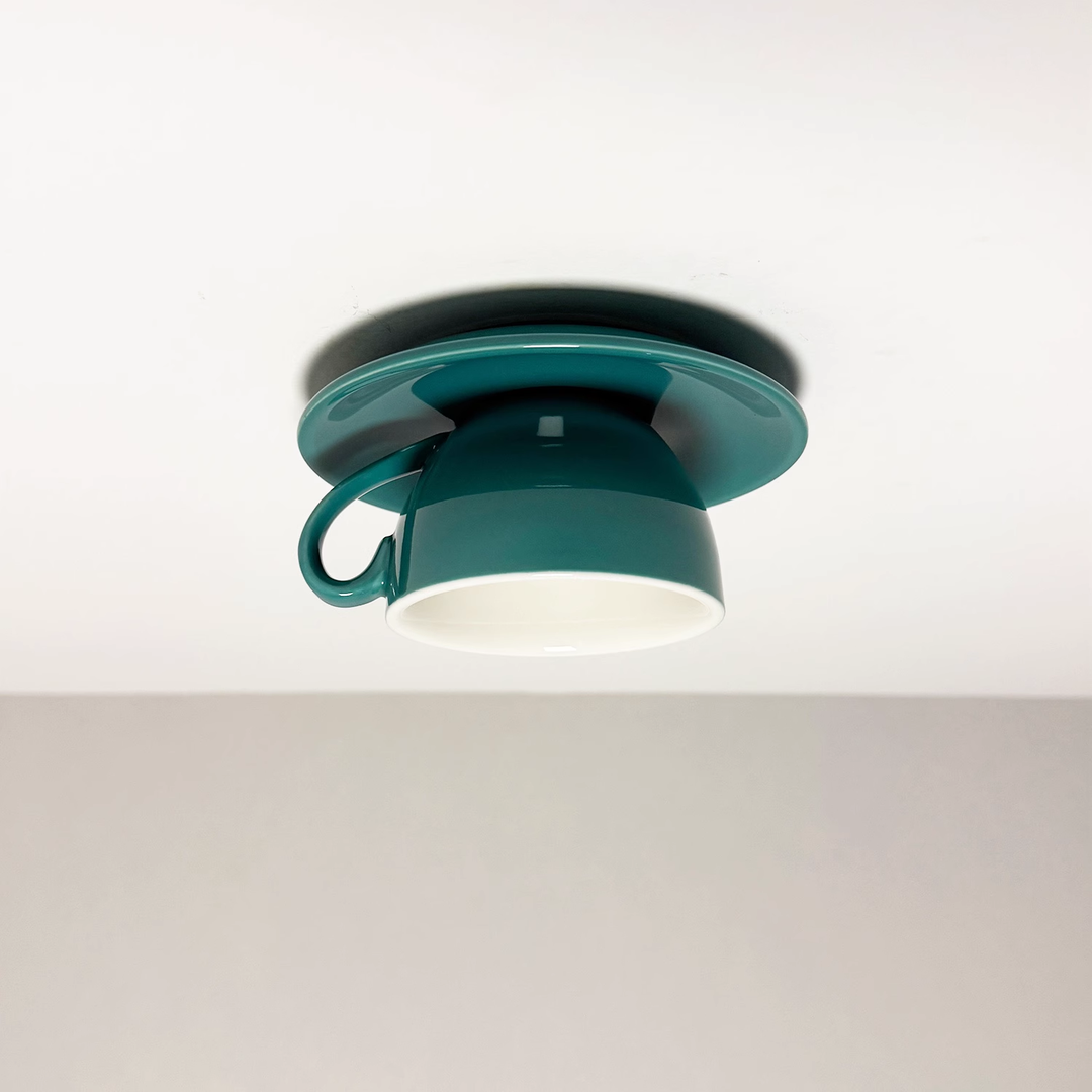 Ceiling Light Ceramic Coffee Cup Shape Indoor Bedroom Living Room Decorative Flush Mount LED Fixture | Kalsten