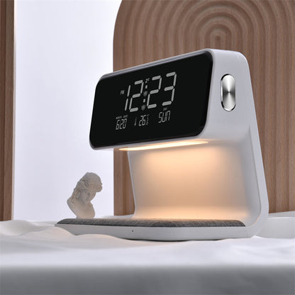 Skanto | 3-in-1 Bedside Lamp with Wireless Charger – LCD Alarm Clock & Touch Dimmable LED Desk Lamp