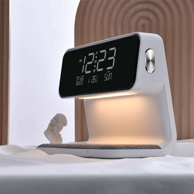 Creative 3 In 1 Bedside Lamp Wireless Charging LCD Screen Alarm Clock  Wireless Phone Charger | Kalsten
