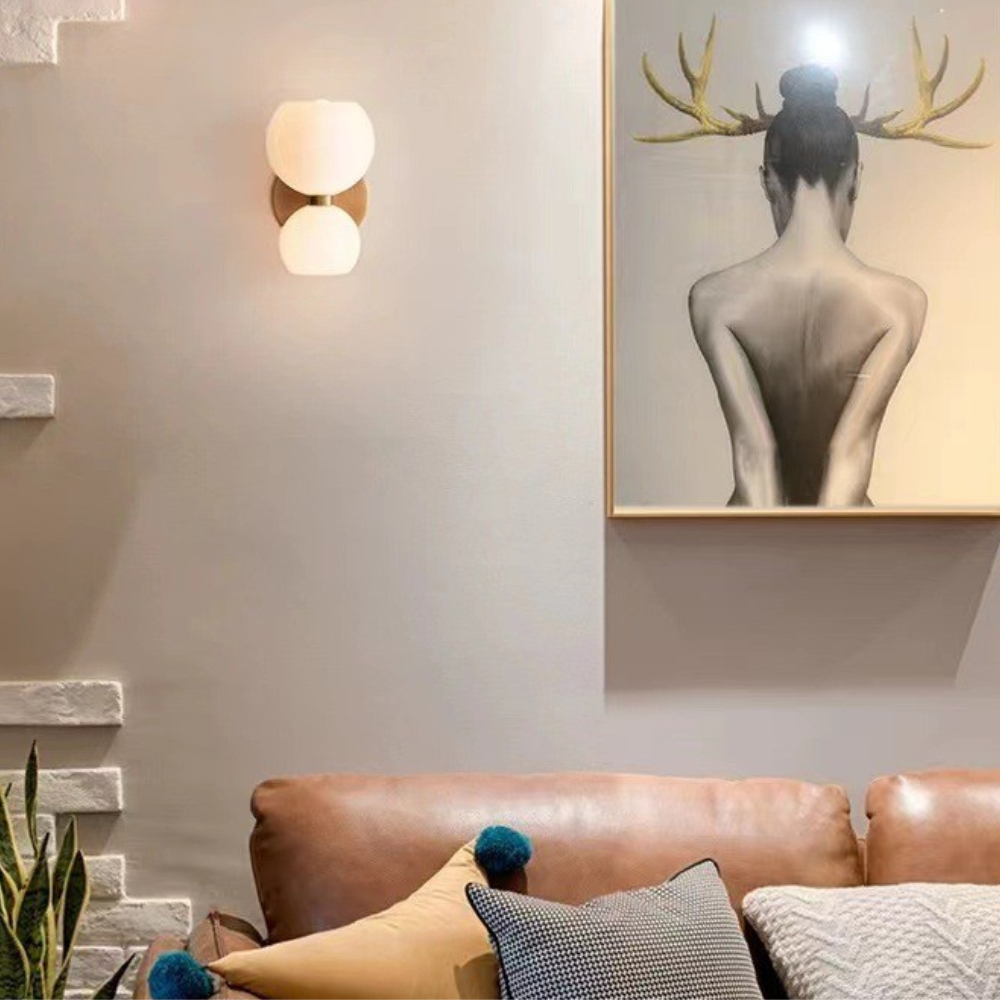 Freyza | White Glass Indoor Wall Light – Modern Bedroom Living Room | Kalsten