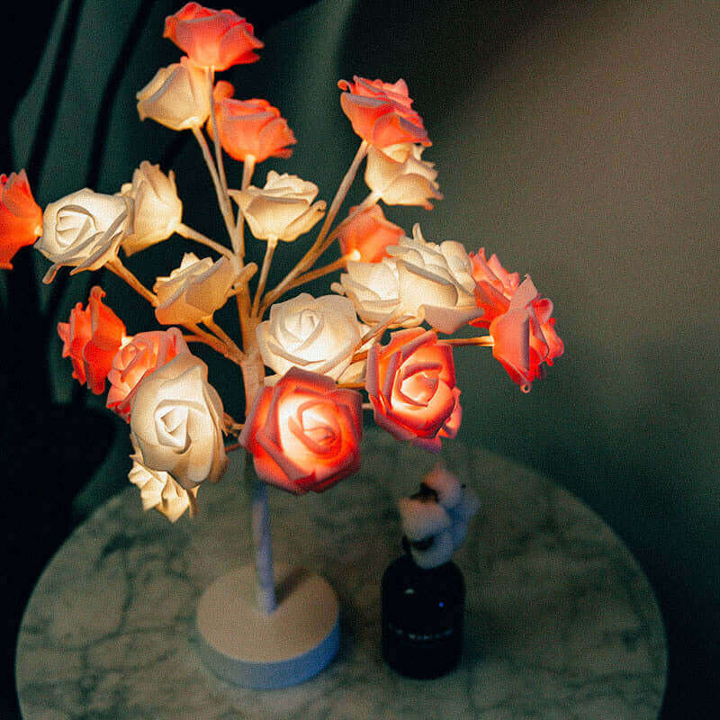Rose Flower Lamp USB Battery Operated LED Table Lamp Bonsai Tree Night Lights Garland Bedroom Decoration Lights Home Decor | Kalsten