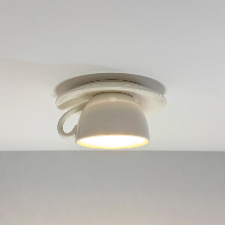 Ceiling Light Ceramic Coffee Cup Shape Indoor Bedroom Living Room Decorative Flush Mount LED Fixture | Kalsten