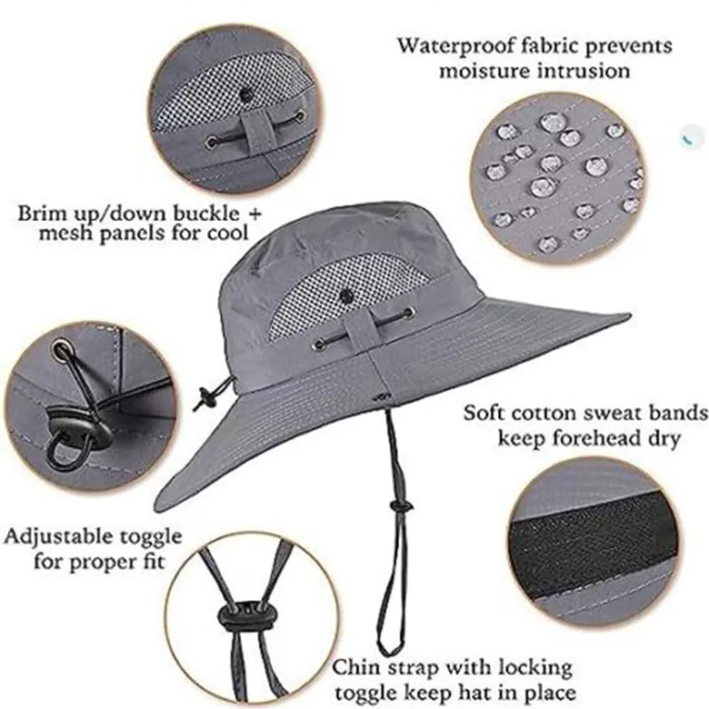 Wide Brim Solar Fan Outdoor Bucket Hat Solar & USB Charging | Kalsten