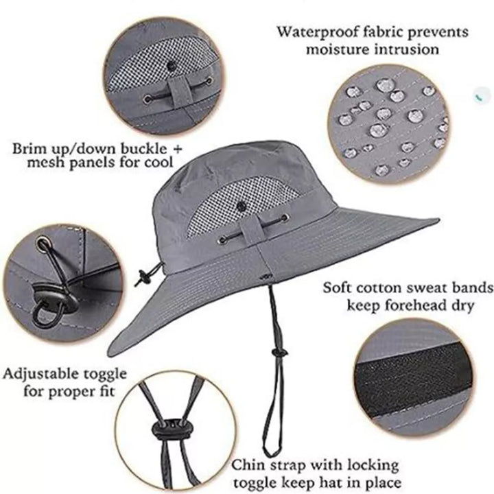 Wide Brim Solar Fan Outdoor Bucket Hat Solar & USB Charging | Kalsten