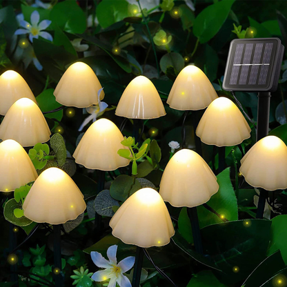 MushroomGlow Solar String Lights