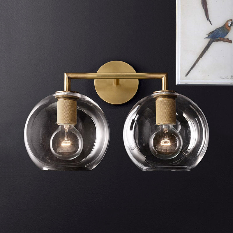 Traditionary Armed Sconce Light Metal 1/2 Heads Wall Lamp Fixture in Black/Brass/Chrome for Living Room | Kalsten