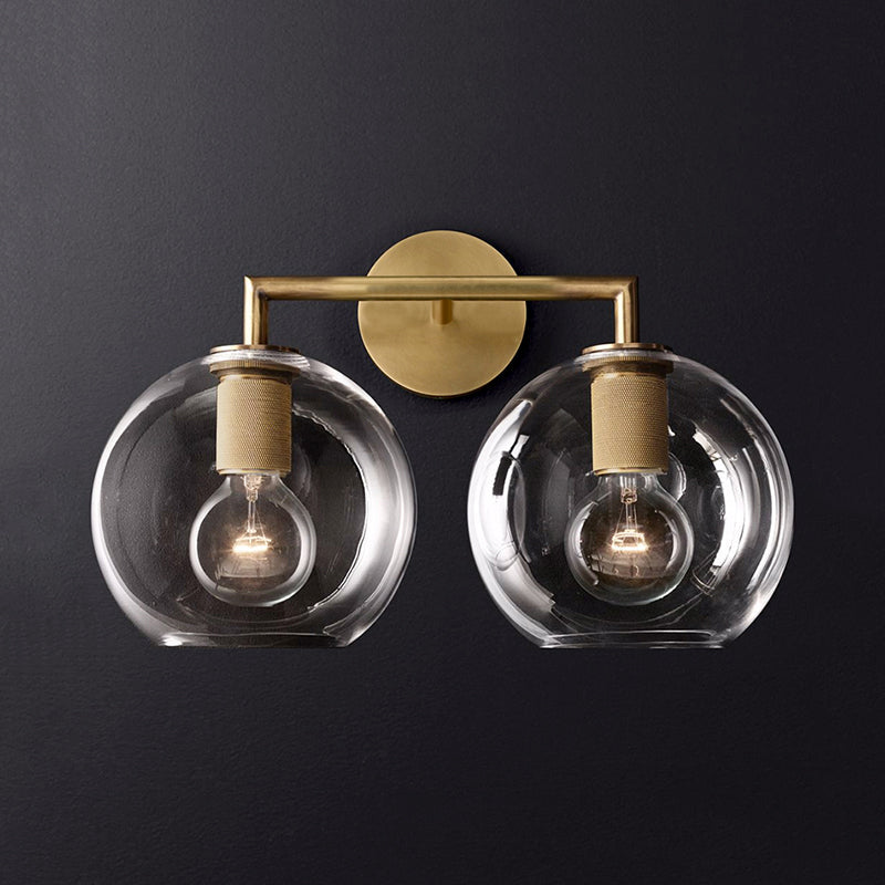Traditionary Armed Sconce Light Metal 1/2 Heads Wall Lamp Fixture in Black/Brass/Chrome for Living Room | Kalsten