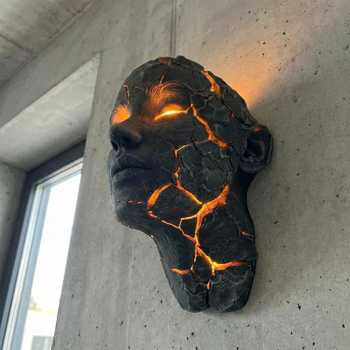 Volcanic Face Lava Crack Wall Art Lamp | Kalsten
