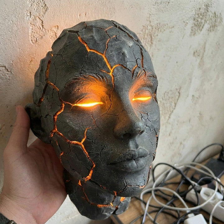 Volcanic Face Lava Crack Wall Art Lamp | Kalsten