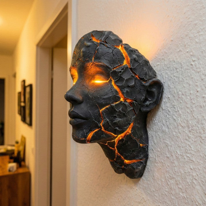 Volcanic Face Lava Crack Wall Art Lamp | Kalsten
