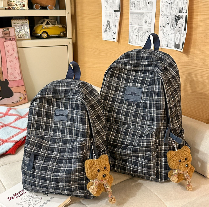 Checked Patterned Casual School Backpack Kalsten