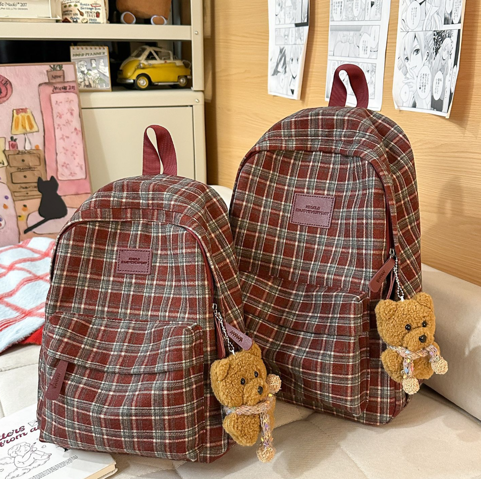 Checked Patterned Casual School Backpack Kalsten