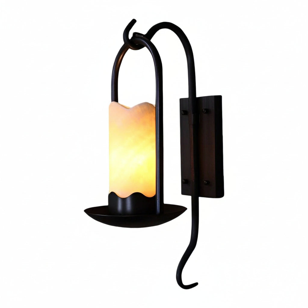 LED Wall Sconce Light – Modern Candlestick Iron Marble Texture (50x18cm / 20x7in) | Kalsten