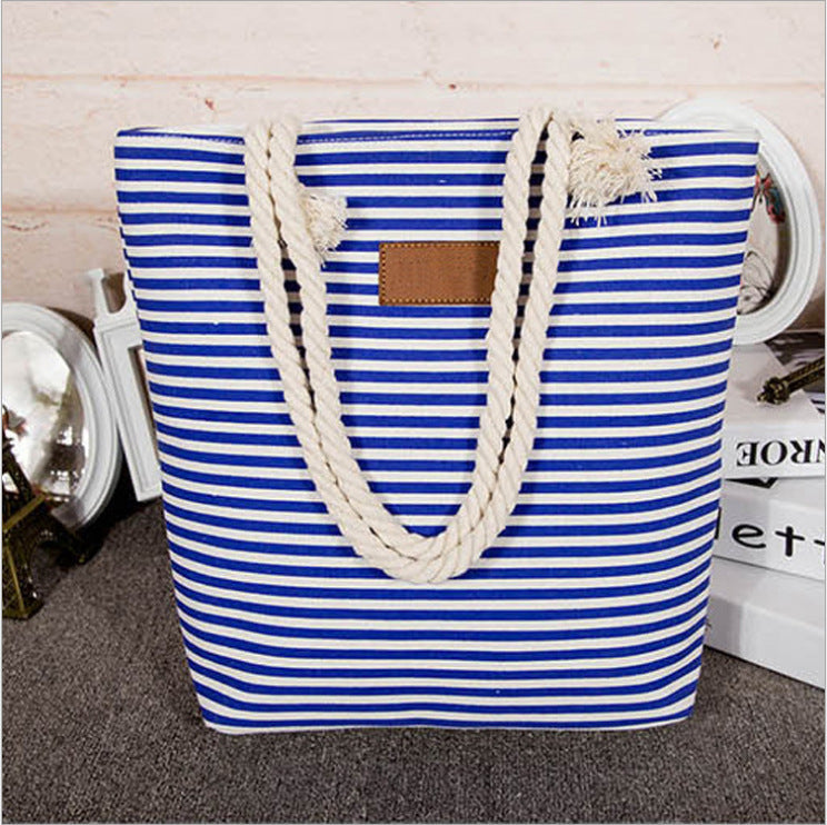 Striped beach bag with sturdy rope handles Kalsten