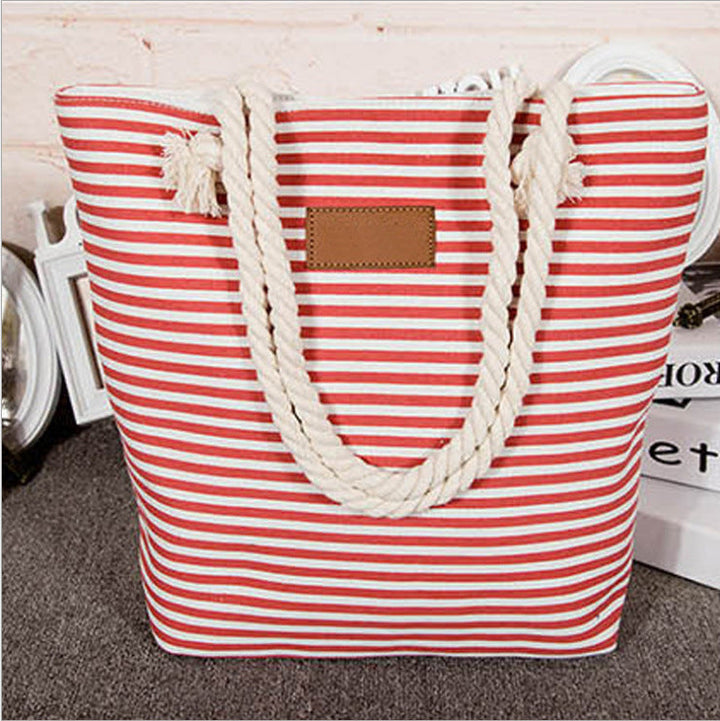 Striped beach bag with sturdy rope handles Kalsten