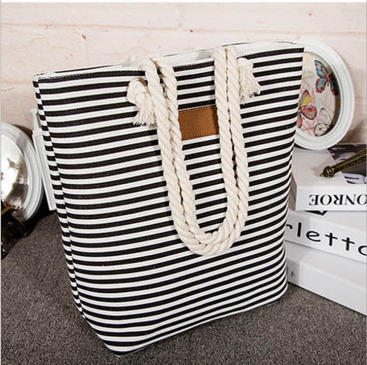 Striped beach bag with sturdy rope handles Kalsten