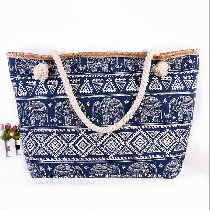 Spacious shopping bag in ethnic elephant design Kalsten