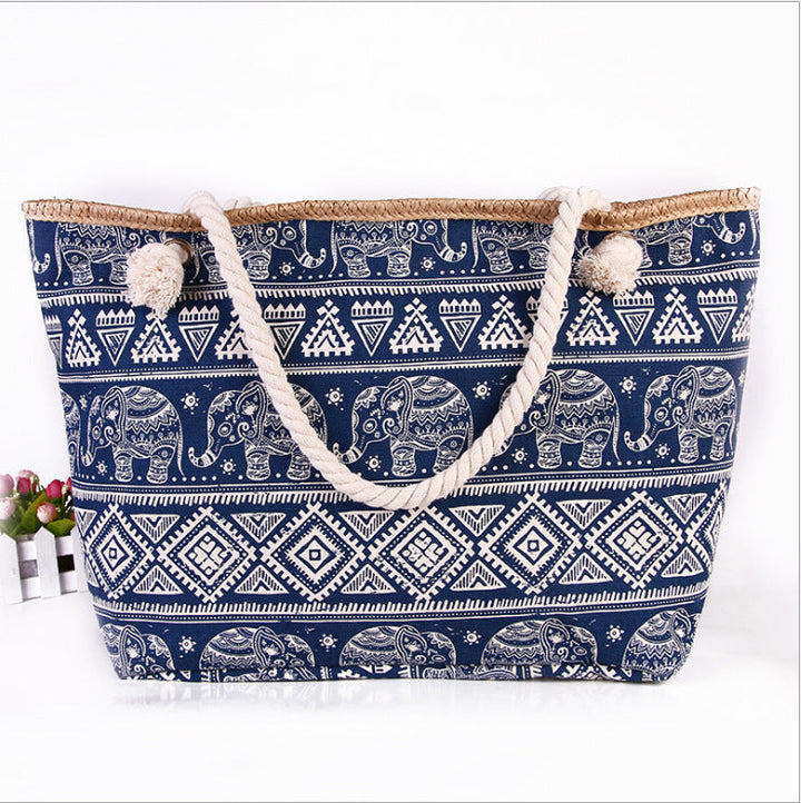 Spacious shopping bag in ethnic elephant design Kalsten